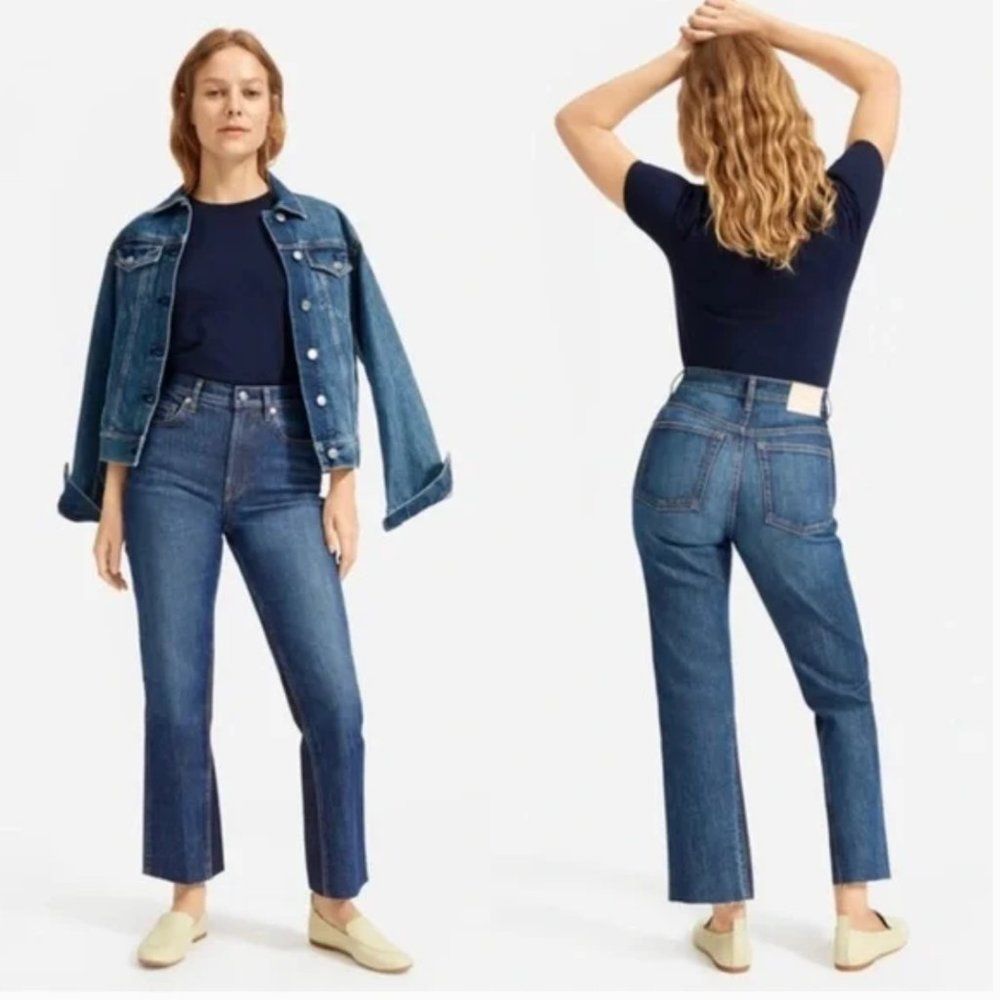 High-Rise Straight Crop Women's Jeans - Blue